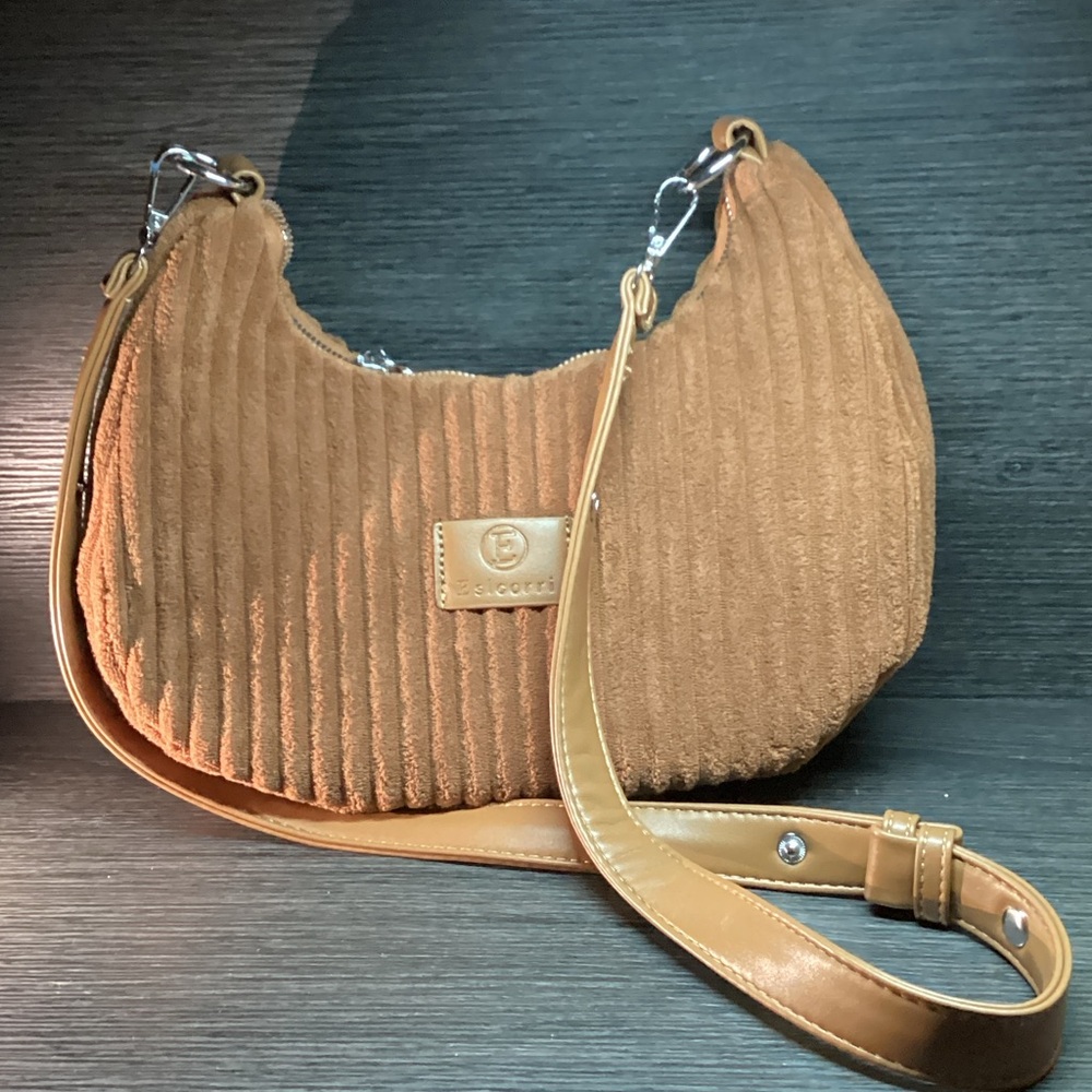 Tan Corduroy Shoulder Bag